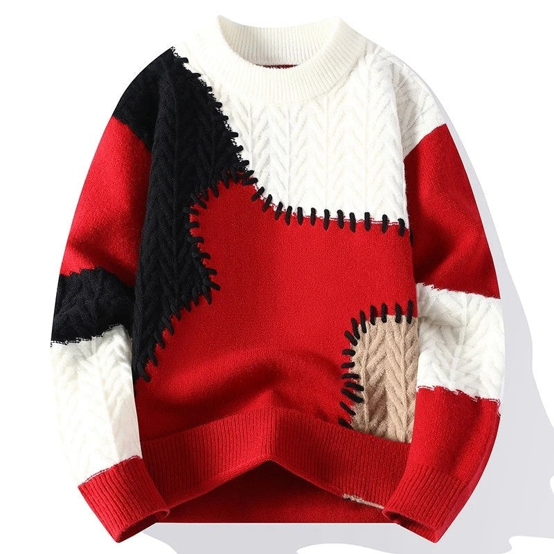 Marzano Patchwork Textured Knit Sweater