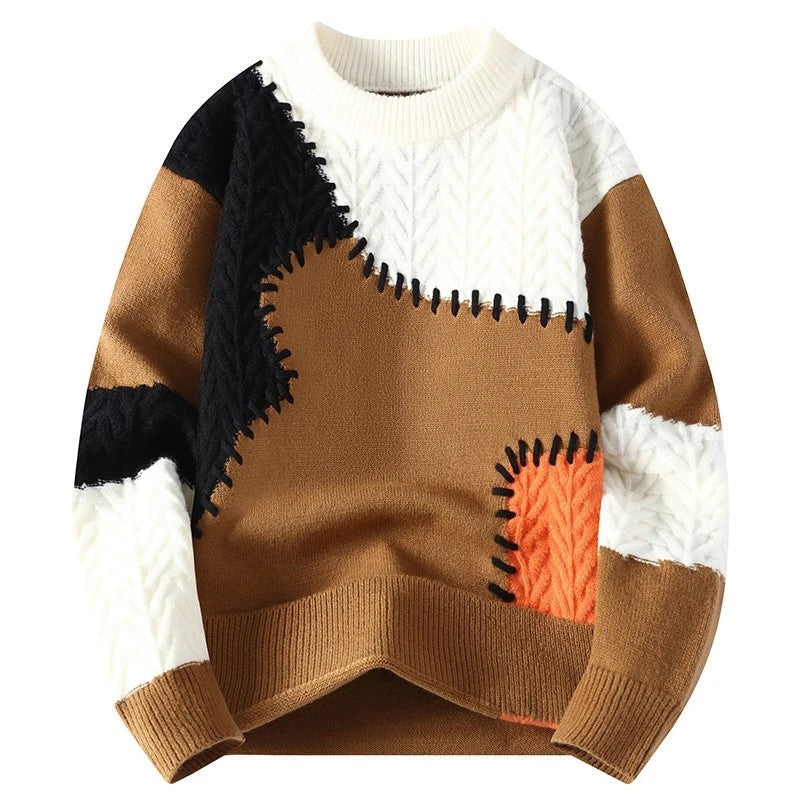 Marzano Patchwork Textured Knit Sweater