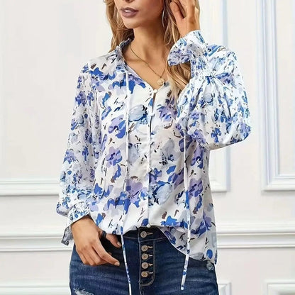 Melissa Women's Floral Tie-Neck Blouse