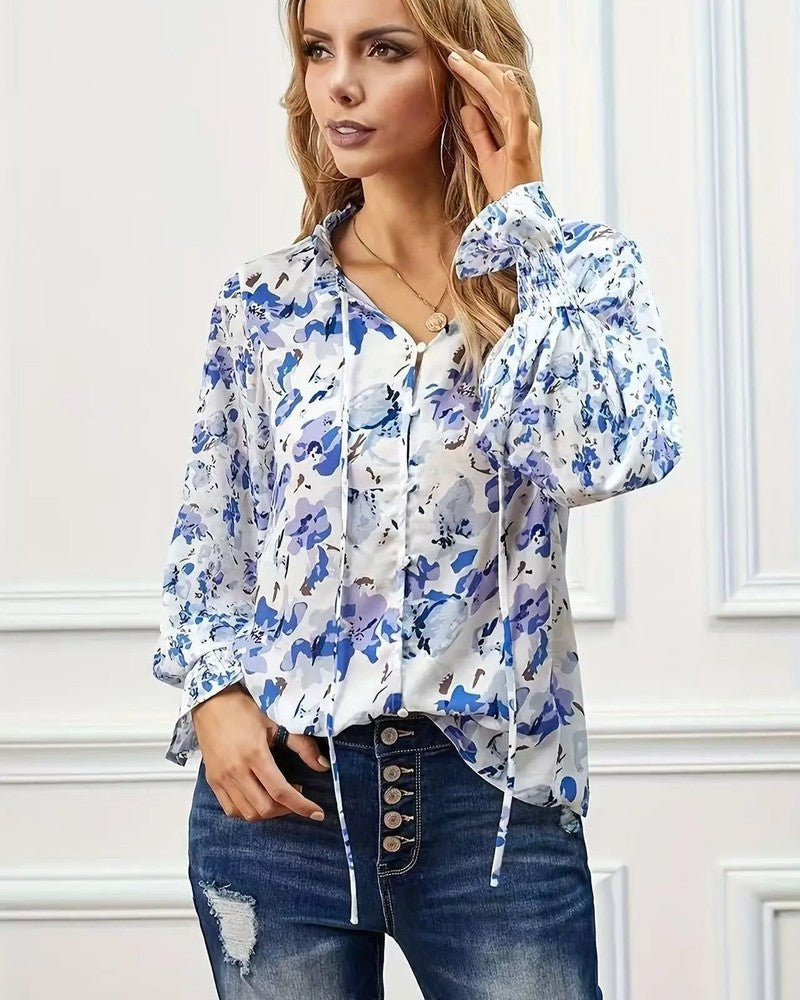 Melissa Women's Floral Tie-Neck Blouse