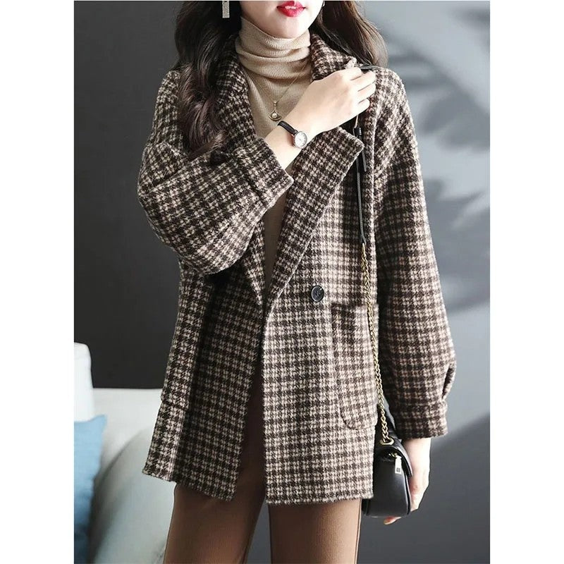 Mirelda Houndstooth Wool Blend Blazer