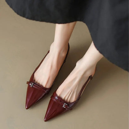 Mirella Patent Buckle Slingback Kitten Heel