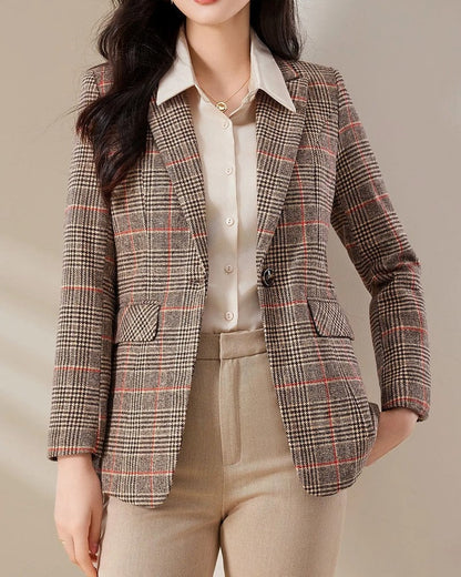 Mirella Tailored Check Pattern Blazer