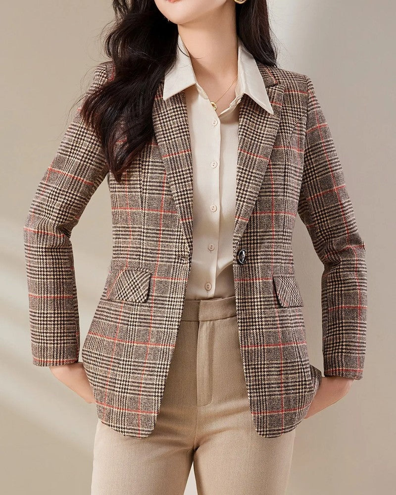 Mirella Tailored Check Pattern Blazer