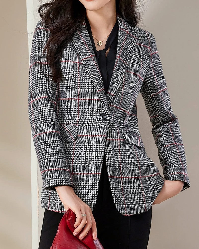 Mirella Tailored Check Pattern Blazer