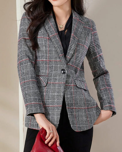 Mirella Tailored Check Pattern Blazer