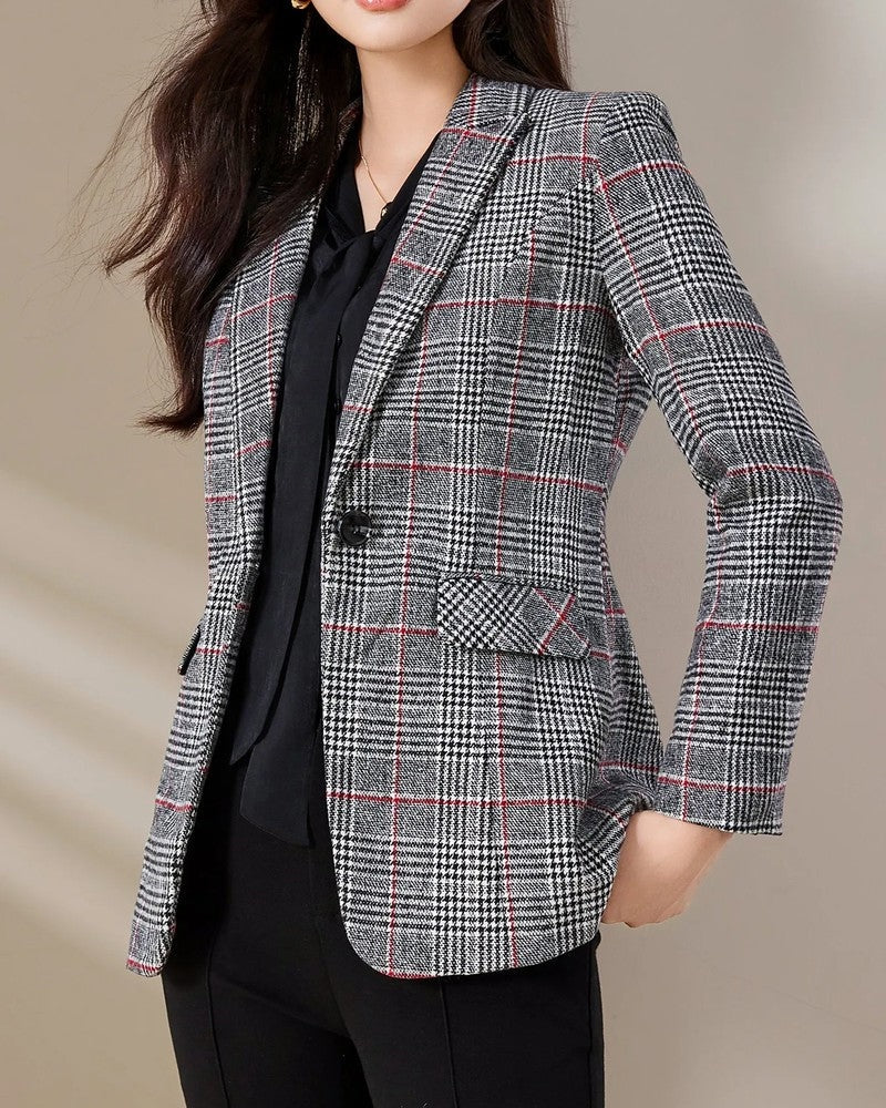 Mirella Tailored Check Pattern Blazer