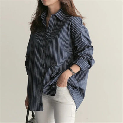 Mirene Relaxed Pinstripe Button-Up Shirt