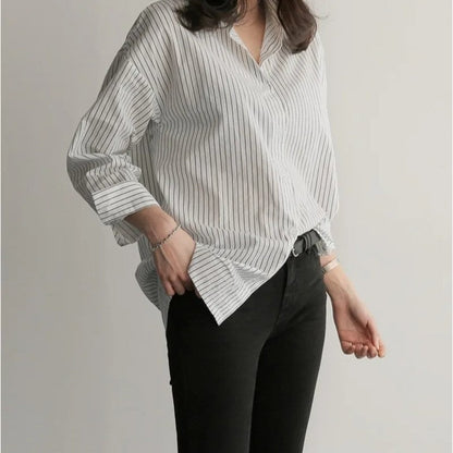 Mirene Relaxed Pinstripe Button-Up Shirt