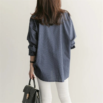 Mirene Relaxed Pinstripe Button-Up Shirt