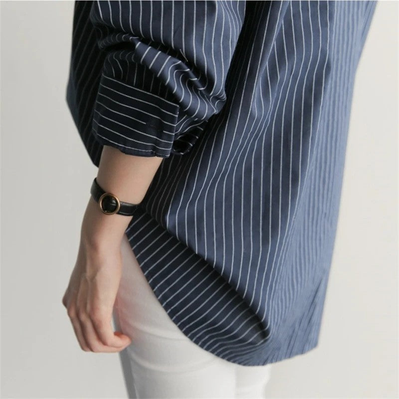 Mirene Relaxed Pinstripe Button-Up Shirt