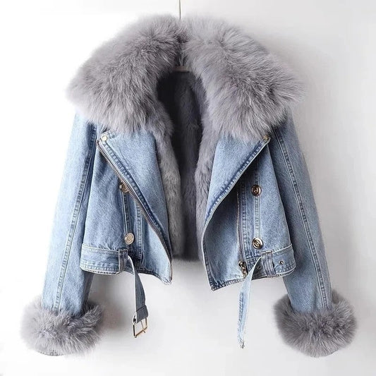 Mistral Faux Fur Trim Denim Jacket