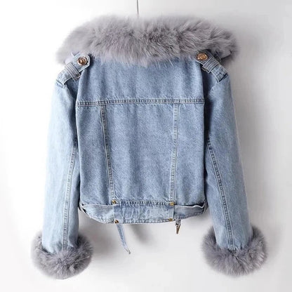 Mistral Faux Fur Trim Denim Jacket
