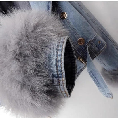 Mistral Faux Fur Trim Denim Jacket