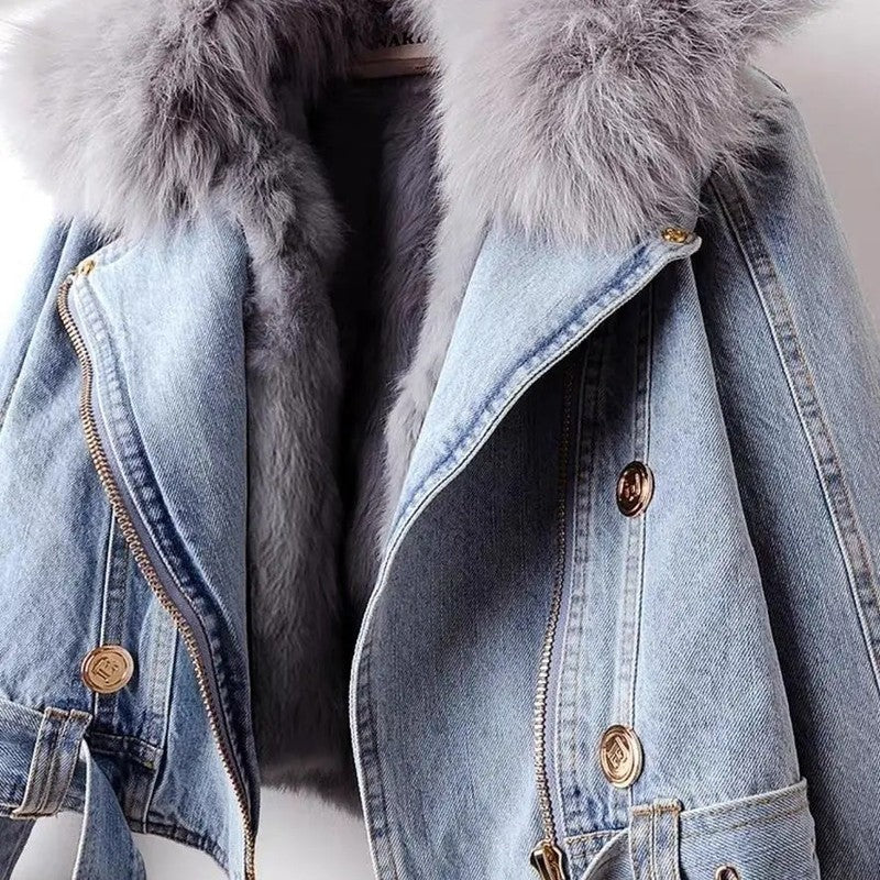 Mistral Faux Fur Trim Denim Jacket