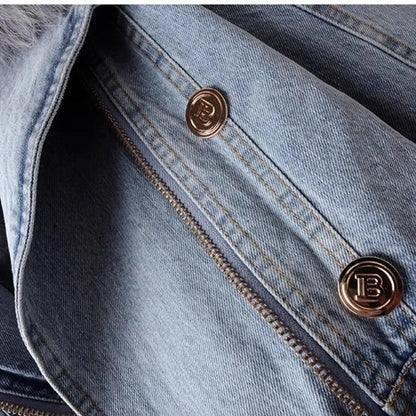 Mistral Faux Fur Trim Denim Jacket