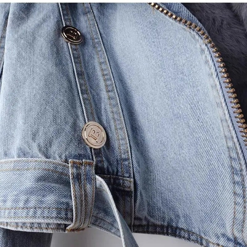 Mistral Faux Fur Trim Denim Jacket