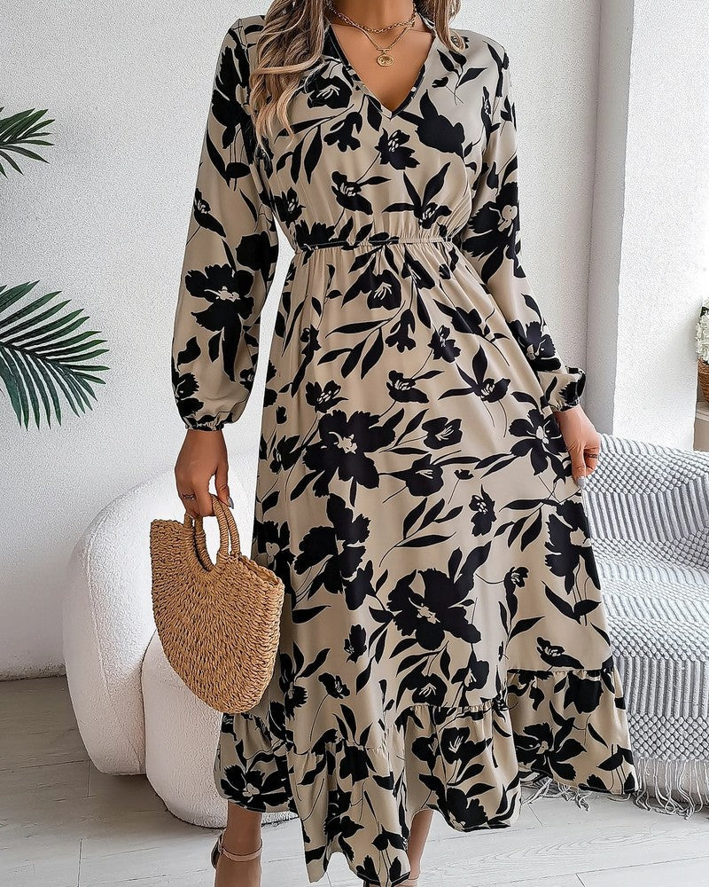 Monica Women's Floral Long Sleeve Midi Dress