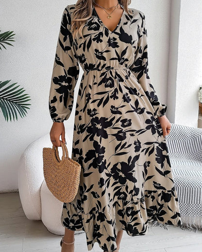 Monica Women's Floral Long Sleeve Midi Dress