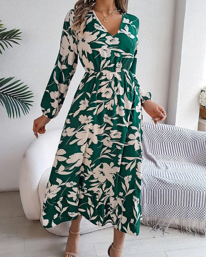 Monica Women's Floral Long Sleeve Midi Dress