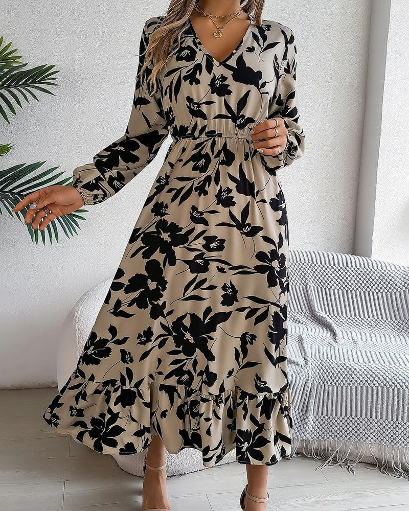Monica Women's Floral Long Sleeve Midi Dress