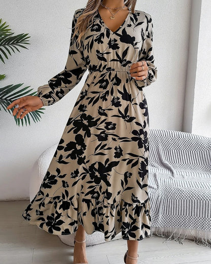 Monica Women's Floral Long Sleeve Midi Dress