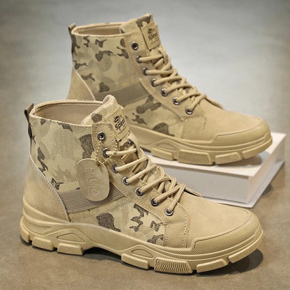 Naveen Rugged Canvas Lace-Up Boots