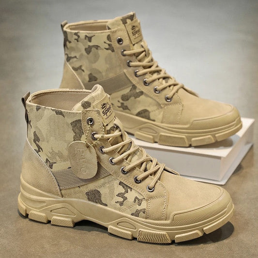 Naveen Rugged Canvas Lace-Up Boots