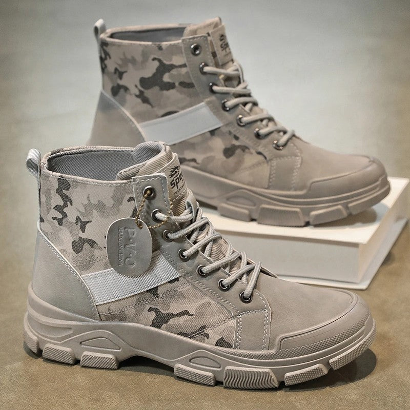 Naveen Rugged Canvas Lace-Up Boots