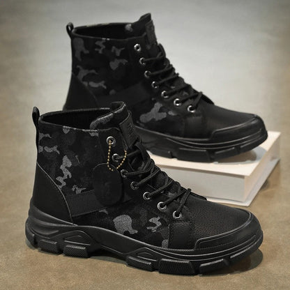 Naveen Rugged Canvas Lace-Up Boots