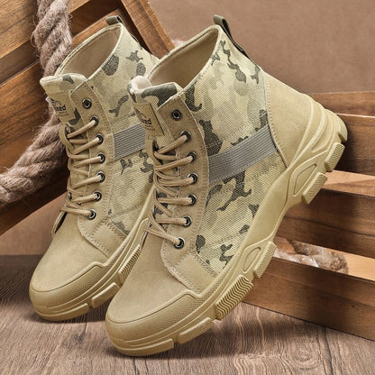 Naveen Rugged Canvas Lace-Up Boots