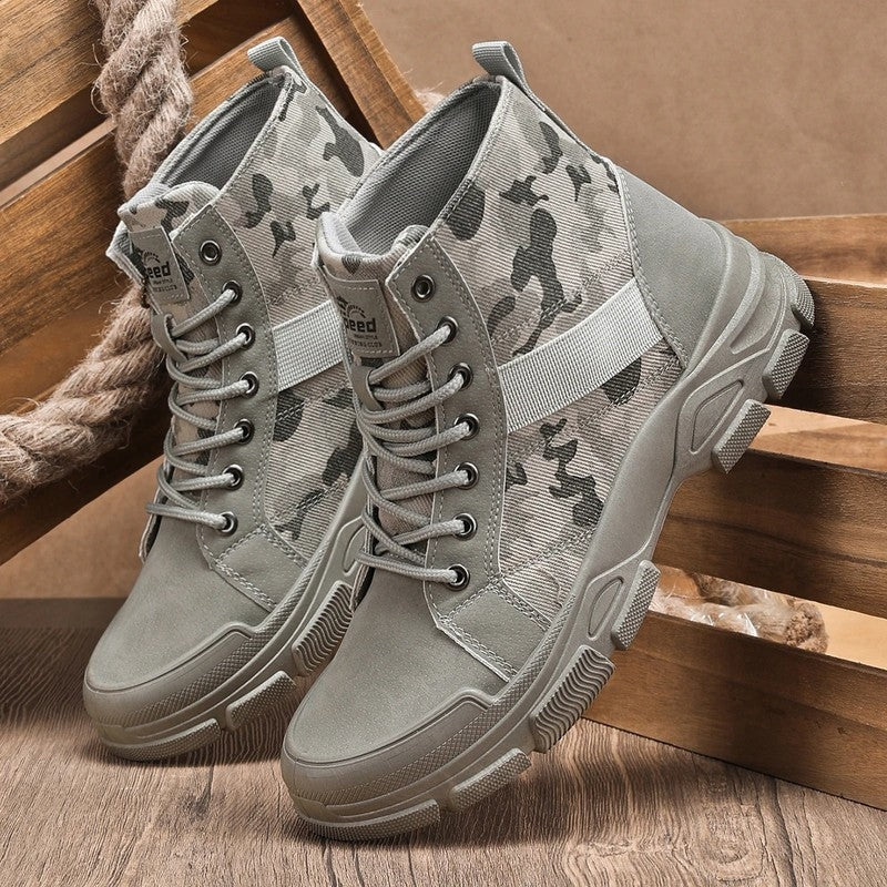 Naveen Rugged Canvas Lace-Up Boots