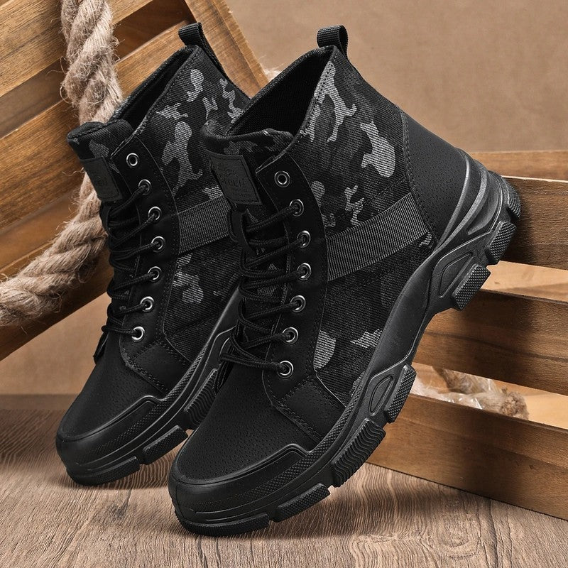 Naveen Rugged Canvas Lace-Up Boots