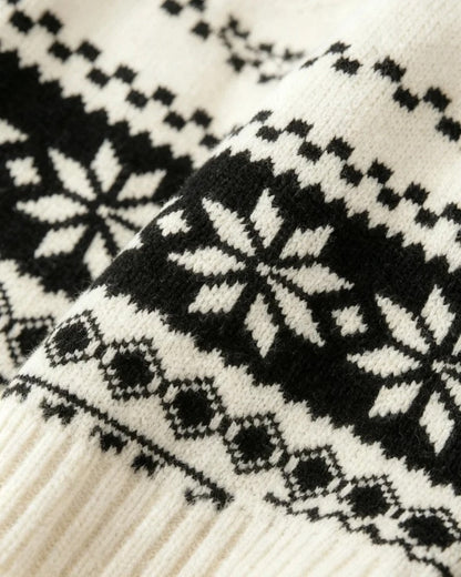 Nicole Women's Nordic Pattern Half-Zip Sweater