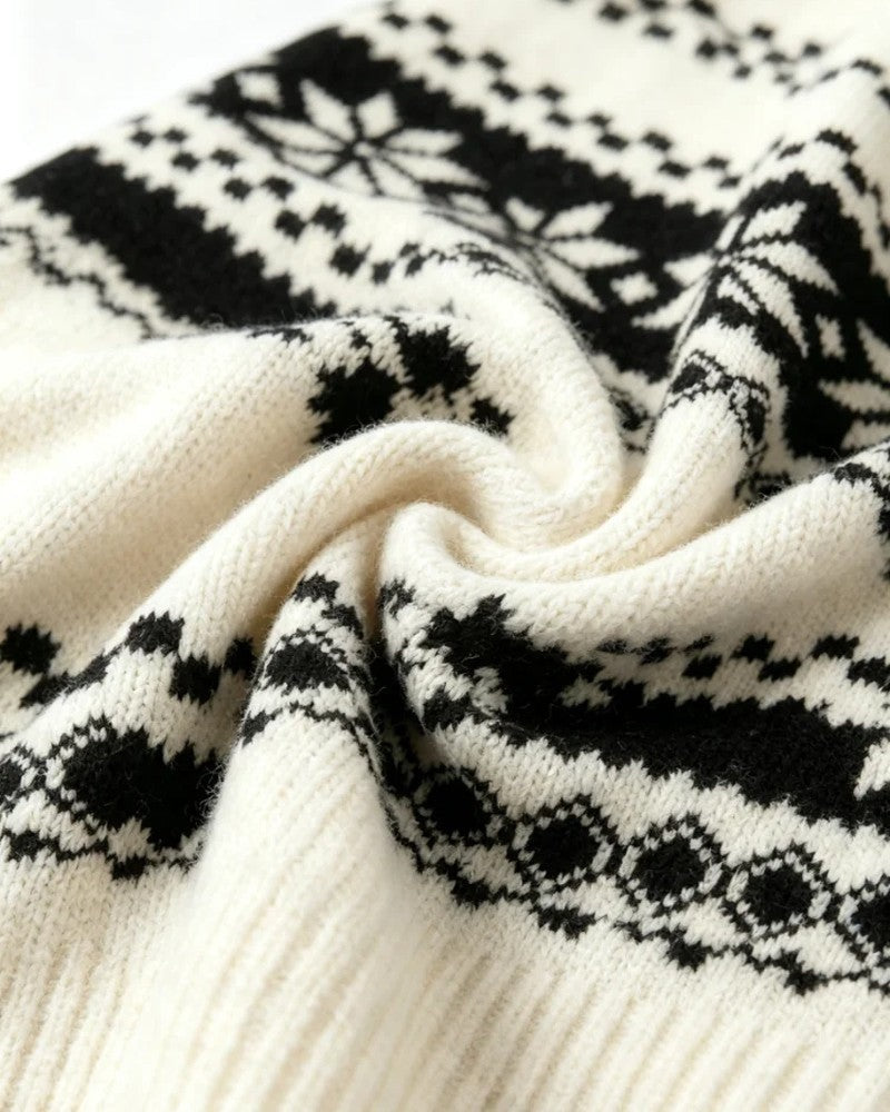 Nicole Women's Nordic Pattern Half-Zip Sweater