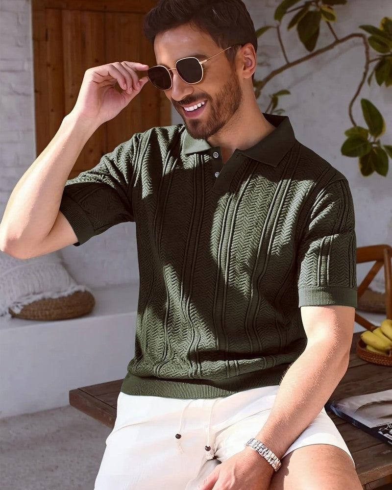Noah Men's Textured Knit Polo Shirt
