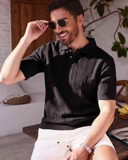 Noah Men's Textured Knit Polo Shirt