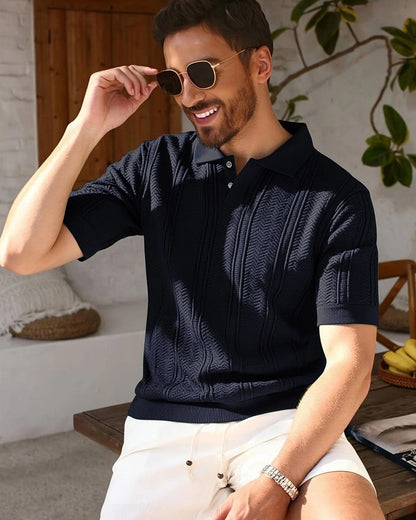 Noah Men's Textured Knit Polo Shirt