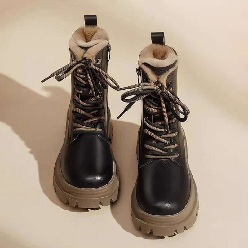Nyland Shearling Lined Platform Combat Boots