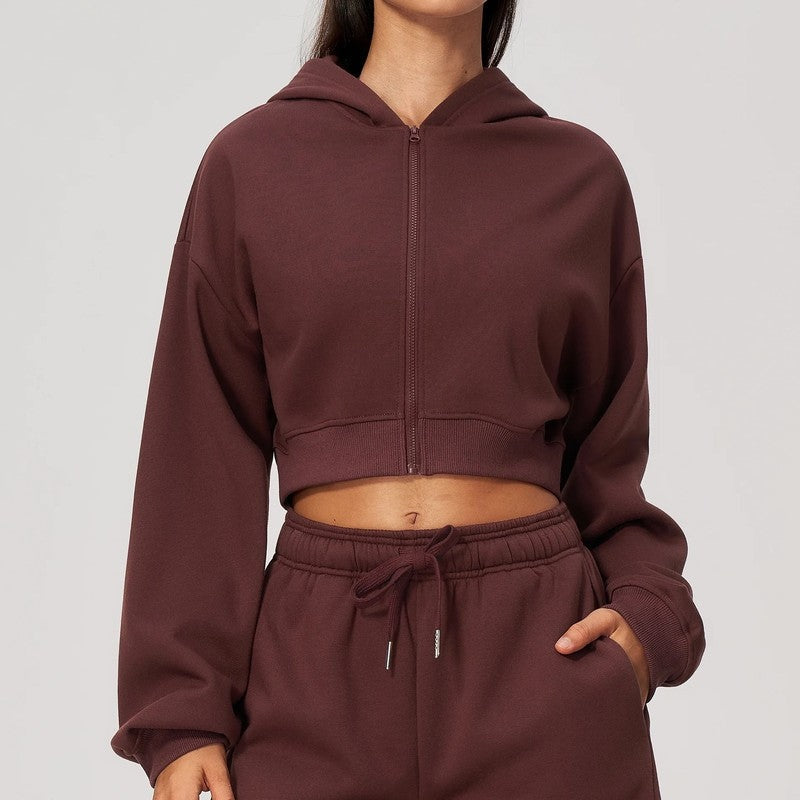 Olivia Women's Cropped Relaxed Zip Hoodie