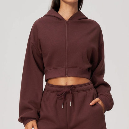 Olivia Women's Cropped Relaxed Zip Hoodie