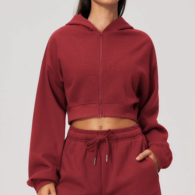 Olivia Women's Cropped Relaxed Zip Hoodie