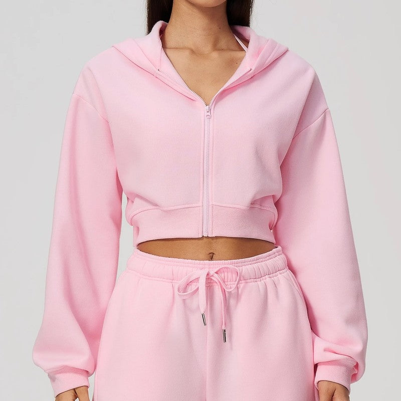 Olivia Women's Cropped Relaxed Zip Hoodie