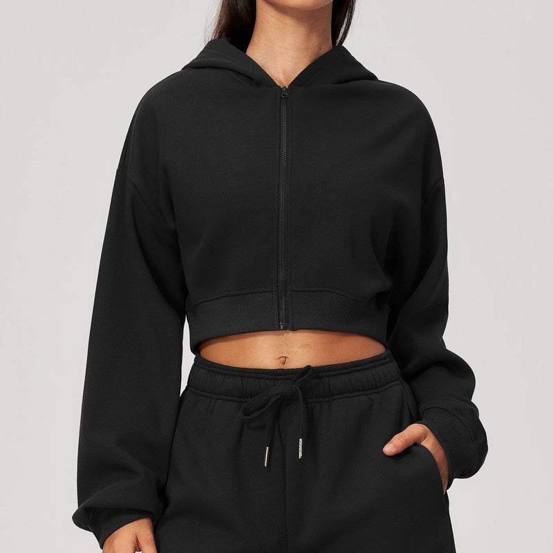 Olivia Women's Cropped Relaxed Zip Hoodie