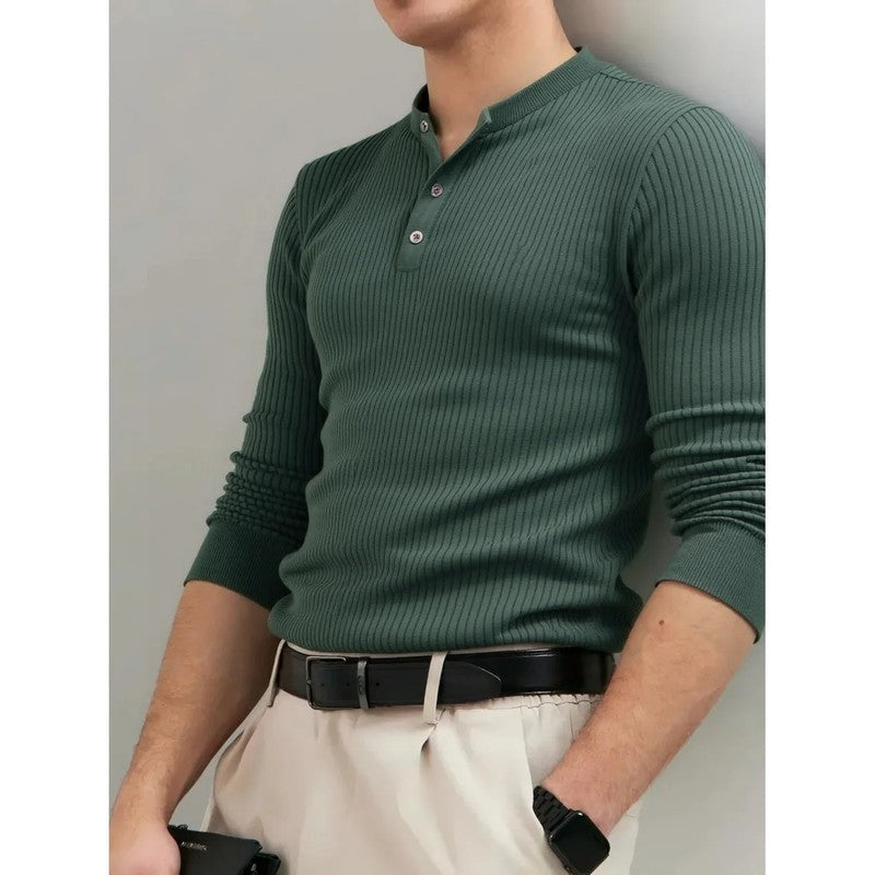 Paul Men's Ribbed Knit Henley Sweater