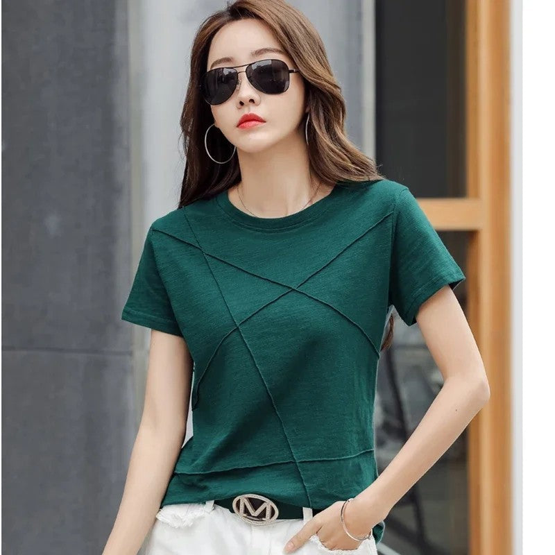 Paula Women's Relaxed Seamed Cotton T-Shirt