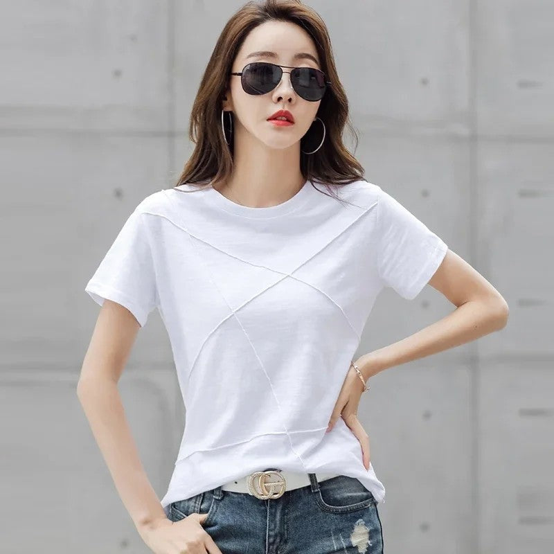 Paula Women's Relaxed Seamed Cotton T-Shirt