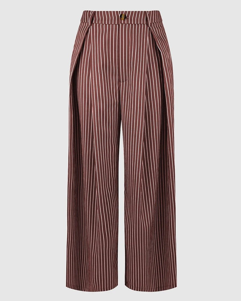 Petra Women's Pinstripe Pleated Wide-Leg Pants