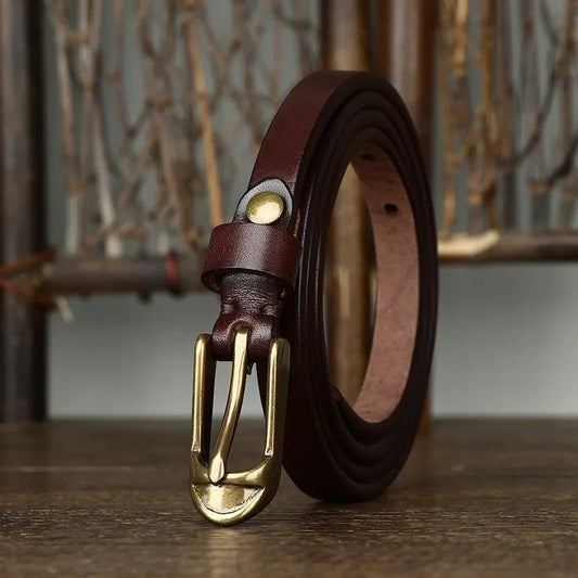 Polished Leather Skinny Belt