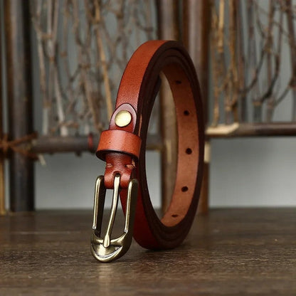 Polished Leather Skinny Belt